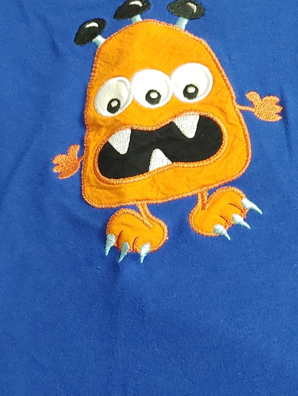 Kids Blue Monster Graphic Layered-Look Long-sleeve Tee Size 5 - Picture 2 of 6